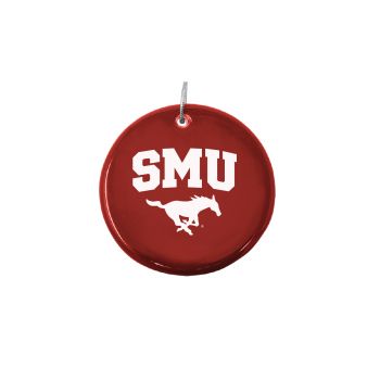 Ceramic Disk Holiday Ornament - SMU Mustangs