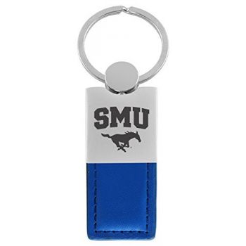 Modern Leather and Metal Keychain - SMU Mustangs