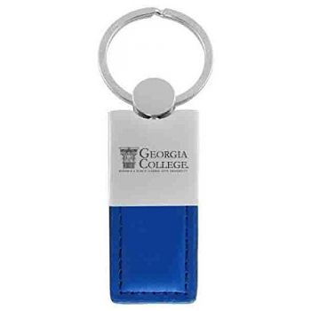 Modern Leather and Metal Keychain - Georgia College Bobcats