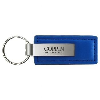 Stitched Leather and Metal Keychain - Coppin State Eagles