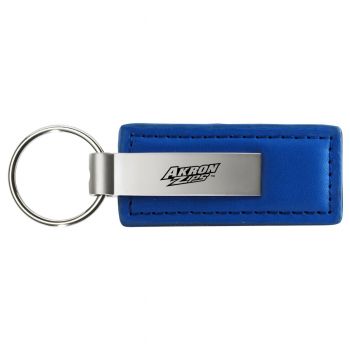 Stitched Leather and Metal Keychain - Akron Zips