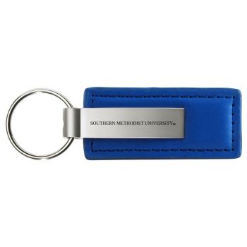 Stitched Leather and Metal Keychain - SMU Mustangs