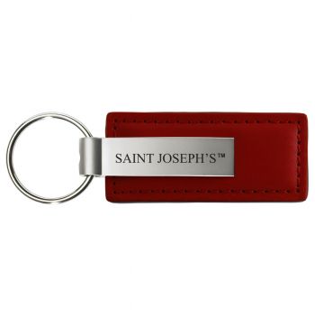 Stitched Leather and Metal Keychain - St. Joseph's Hawks