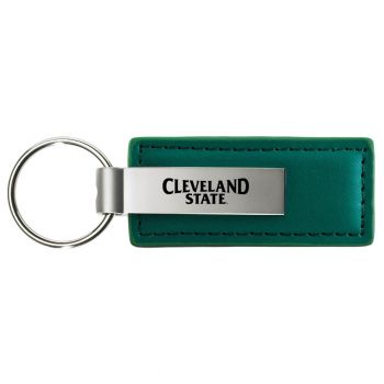 Stitched Leather and Metal Keychain - Cleveland State Vikings