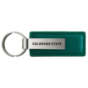 Stitched Leather and Metal Keychain - Colorado State Rams