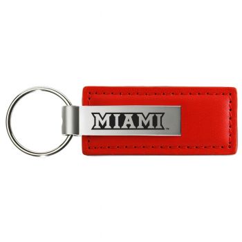 Stitched Leather and Metal Keychain - Miami RedHawks