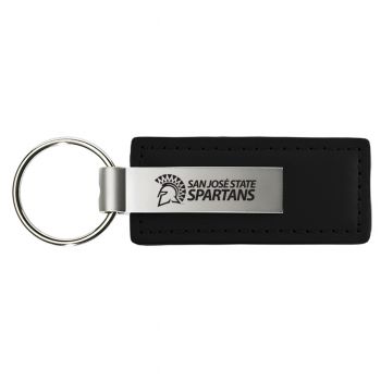Carbon Fiber Styled Leather and Metal Keychain - San Jose State Spartans