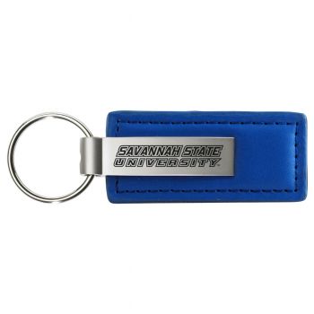 Stitched Leather and Metal Keychain - Savannah State Tigers