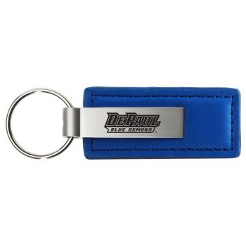 Stitched Leather and Metal Keychain - DePaul Blue Demons