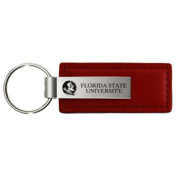 Stitched Leather and Metal Keychain - Florida State Seminoles