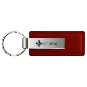 Stitched Leather and Metal Keychain - ULM Ragin' Cajuns
