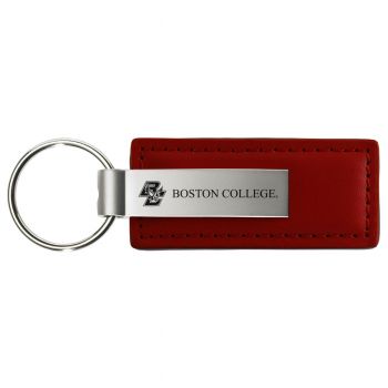 Stitched Leather and Metal Keychain - Boston College Eagles