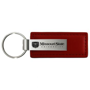 Stitched Leather and Metal Keychain - Missouri State Bears
