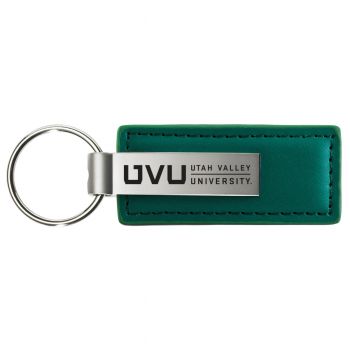Stitched Leather and Metal Keychain - UVU Wolverines