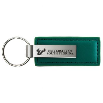 Stitched Leather and Metal Keychain - South Florida Bulls