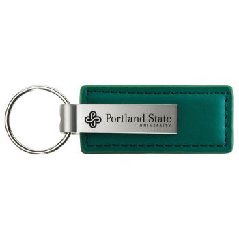 Stitched Leather and Metal Keychain - Portland State 