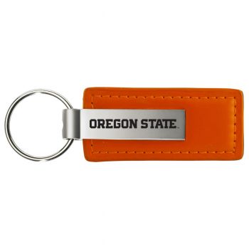 Stitched Leather and Metal Keychain - Oregon State Beavers