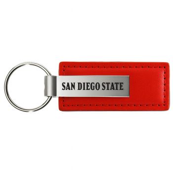 Stitched Leather and Metal Keychain - SDSU Aztecs