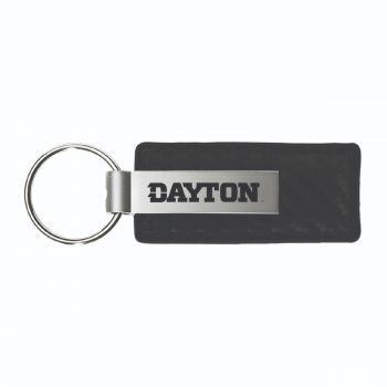 Carbon Fiber Styled Leather and Metal Keychain - Dayton Flyers