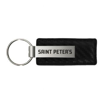 Carbon Fiber Styled Leather and Metal Keychain - St. Peter's Peacocks