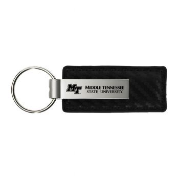 Carbon Fiber Styled Leather and Metal Keychain - MTSU Raiders