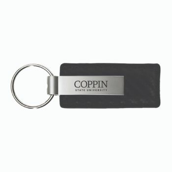 Carbon Fiber Styled Leather and Metal Keychain - Coppin State Eagles