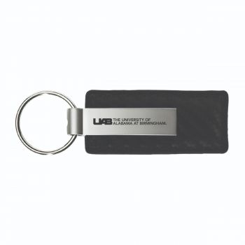 Carbon Fiber Styled Leather and Metal Keychain - UAB Blazers