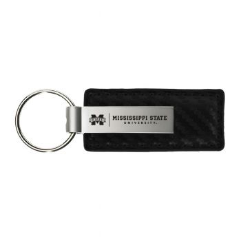 Carbon Fiber Styled Leather and Metal Keychain - MSVU Delta Devils