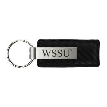 Carbon Fiber Styled Leather and Metal Keychain - Winston-Salem State University 