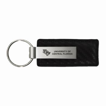 Carbon Fiber Styled Leather and Metal Keychain - UCF Knights