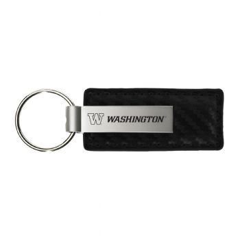 Carbon Fiber Styled Leather and Metal Keychain - Washington Huskies