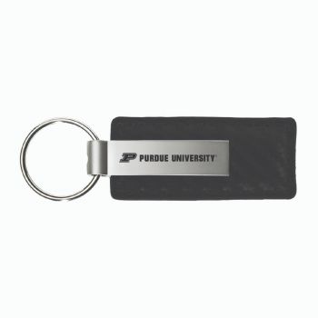 Carbon Fiber Styled Leather and Metal Keychain - Purdue Boilermakers
