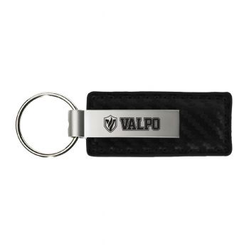 Carbon Fiber Styled Leather and Metal Keychain - Valparaiso Crusaders