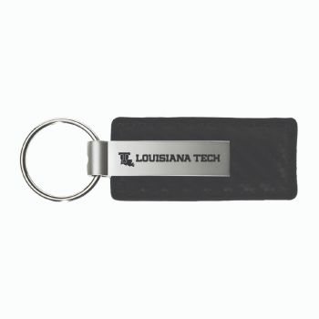 Carbon Fiber Styled Leather and Metal Keychain - LA Tech Bulldogs