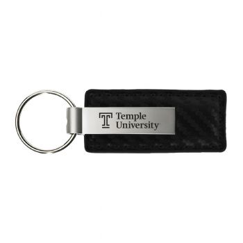 Carbon Fiber Styled Leather and Metal Keychain - Temple Owls