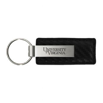 Carbon Fiber Styled Leather and Metal Keychain - Virginia Cavaliers