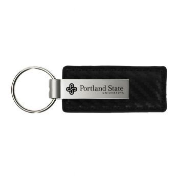 Carbon Fiber Styled Leather and Metal Keychain - Portland State 