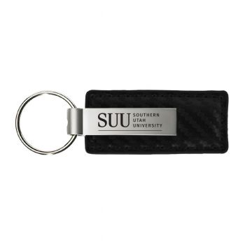 Carbon Fiber Styled Leather and Metal Keychain - Southern Utah Thunderbirds