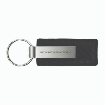 Carbon Fiber Styled Leather and Metal Keychain - Montevallo Falcons