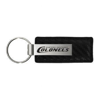 Carbon Fiber Styled Leather and Metal Keychain - Eastern Kentucky Colonels