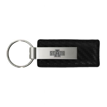 Carbon Fiber Styled Leather and Metal Keychain - Arkansas State Red Wolves