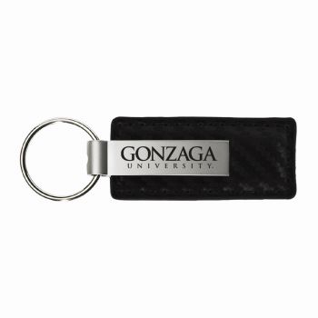 Carbon Fiber Styled Leather and Metal Keychain - Gonzaga Bulldogs