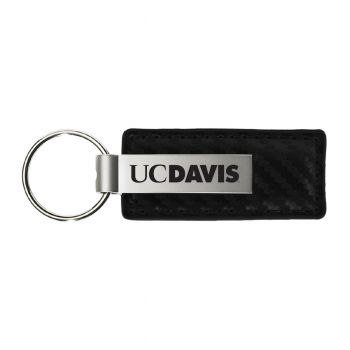 Carbon Fiber Styled Leather and Metal Keychain - UC Davis Aggies