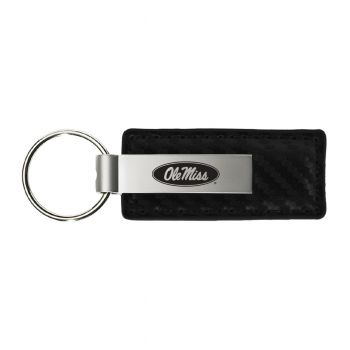 Carbon Fiber Styled Leather and Metal Keychain - Ole Miss Rebels