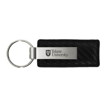 Carbon Fiber Styled Leather and Metal Keychain - Tulane Pelicans