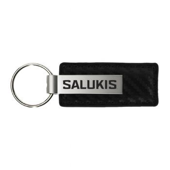 Carbon Fiber Styled Leather and Metal Keychain - Southern Illinois Salukis