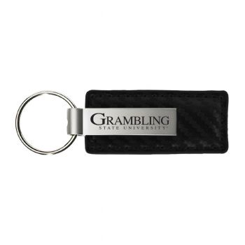 Carbon Fiber Styled Leather and Metal Keychain - Grambling State Tigers