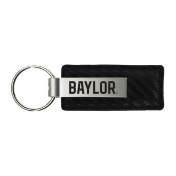 Carbon Fiber Styled Leather and Metal Keychain - Baylor Bears