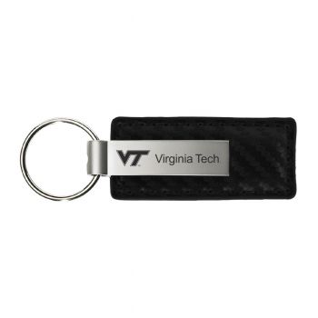 Carbon Fiber Styled Leather and Metal Keychain - Virginia Tech Hokies