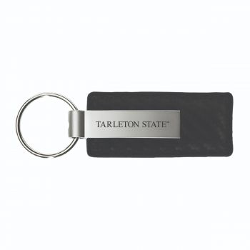 Carbon Fiber Styled Leather and Metal Keychain - Tarleton State Texans